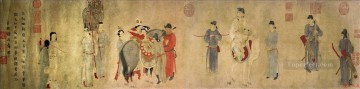 Qian Xuan Painting - yang guifei montando un caballo tinta china antigua